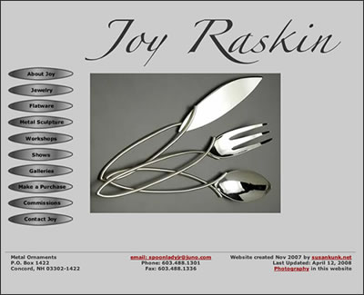 Homepage of Joy Raskin